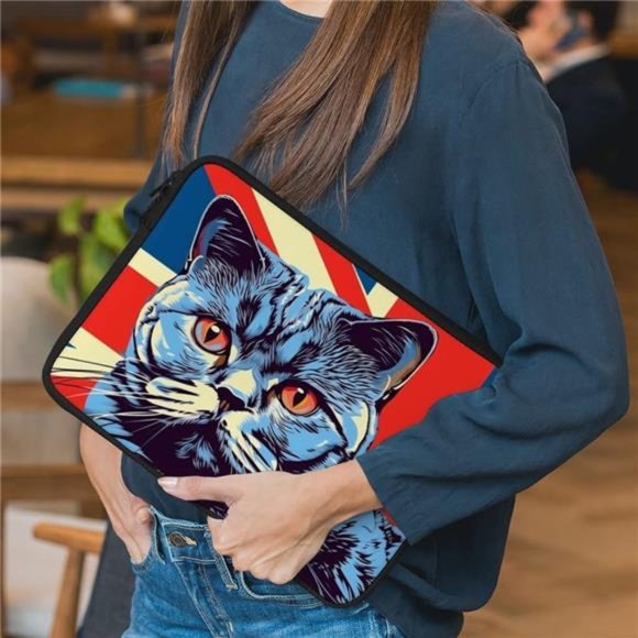 British Cat HP 16" Sleeve - Britain Flag Laptop Sleeve - with Zipper - 1-Sided - Picture 1 of 5